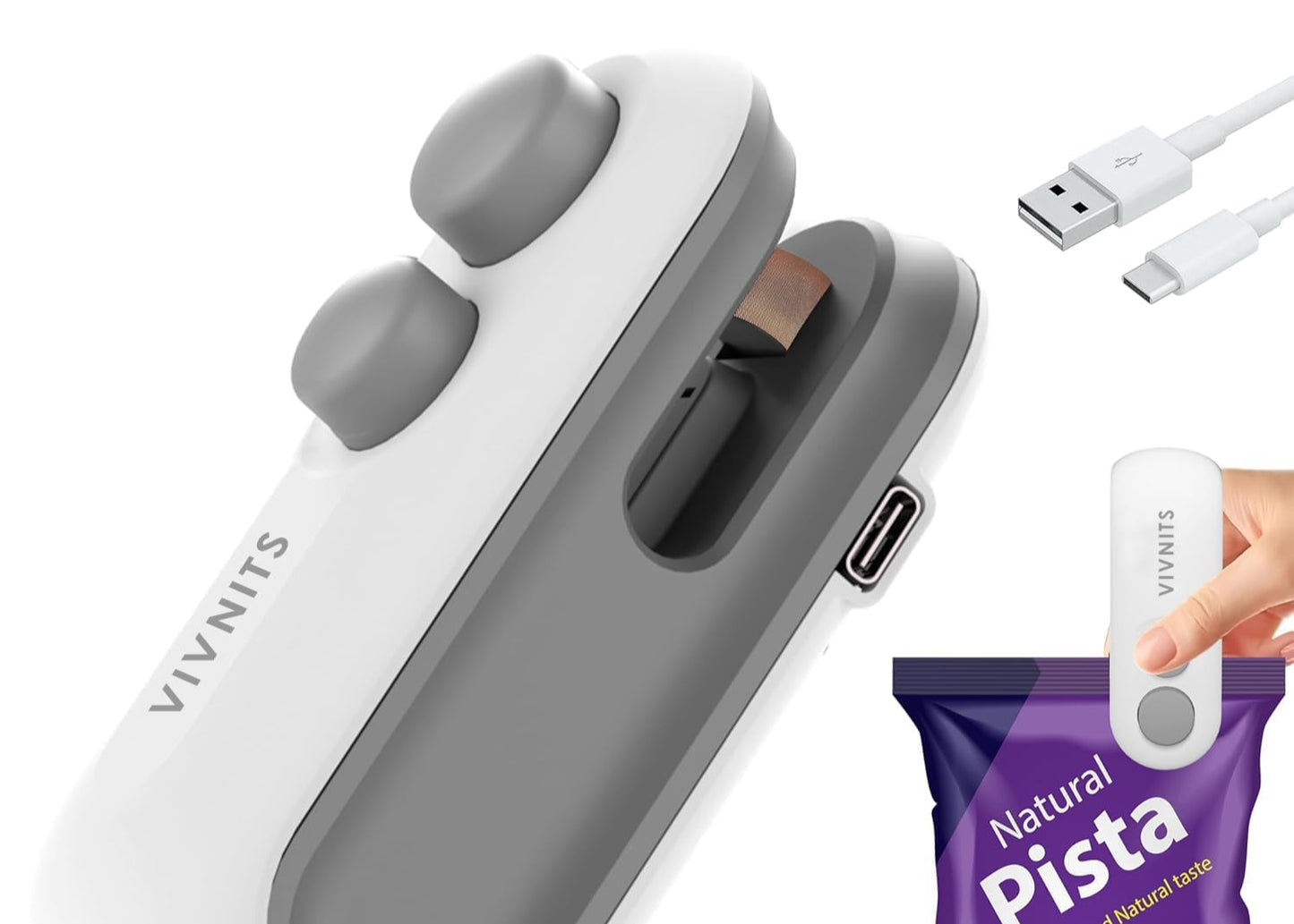 Portable Mini Sealing Machine 2 in 1 USB Rechargeable Magnetic Bag Sealer Heat Seal with Cutter