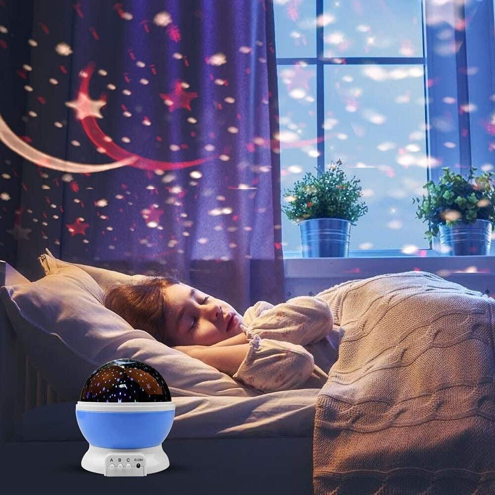 3D Moon Night Light Lamp -Color Starry Projector, USB & Battery Powered